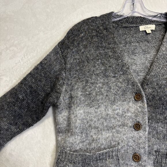 Elan Grey Ombré Cardigan Women's Size Small Relaxed Fit Pockets Buttons - Picture 2 of 14